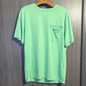 Salt Life Men's Tshirt Bright Green UVAPOR Short Sleeve Size Medium EUC